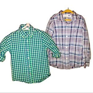 Baby Gap (5Y) - Boys Green Plaid Long Sleeve Button Down Shirt